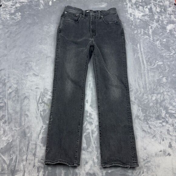 Madewell Jeans Womens Size 27 Faded Black Slim Demi Boot Cut Distressed *FLAW - Picture 1 of 16